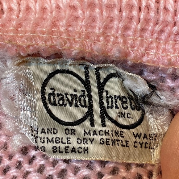 VINTAGE David Brett Pink Knit Sweater with Ruffle Neckline - Picture 3 of 6